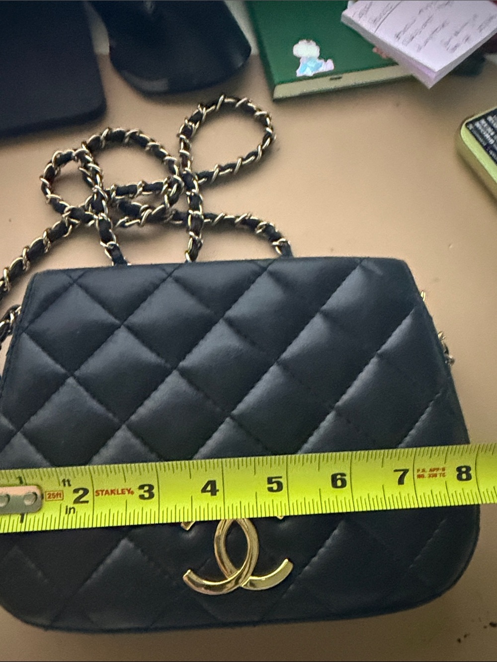 Quilted Leather Crossbody Bag in Black with Gold Hardware - Picture 10 of 11